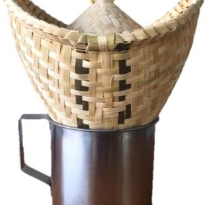 Set Sticky Steamer Rice Basket Cup Lid Bamboo Thai Huad Jar Laos Cookware Vintage Food Kitchen Mini Portable Handicraft Camping Vintage Cooker Steamed Set 3 pieces