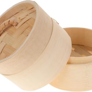 Mini Bamboo Steamer Basket, Dumpling Steamer Basket with Lid Dim Sum Steamer for Dessert Party Favors Wedding Birthday Home Decorations A, 11.30X10.00X10.00CM, Yellow,