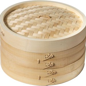 2-Tier Bamboo Steamer Baskets, 10-Inch