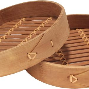 Jiaozi Maker/Gyoza/Mandu Dumpling Steamer, 8 Inch Bamboo Dim Sum or Bao, Baozi Steamer Basket, 4 Pieces
