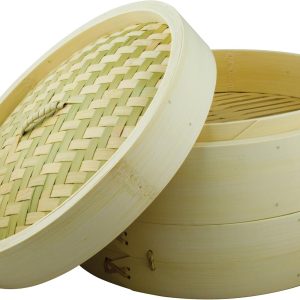 Bamboo Steamer Set with 2 Layers and Lid 25cm